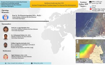 Seminar Online MSP Series 1 : Aplikasi Inderaja dan SIG dalam Pengelolaan Sumberdaya Perikanan Berkelanjutan