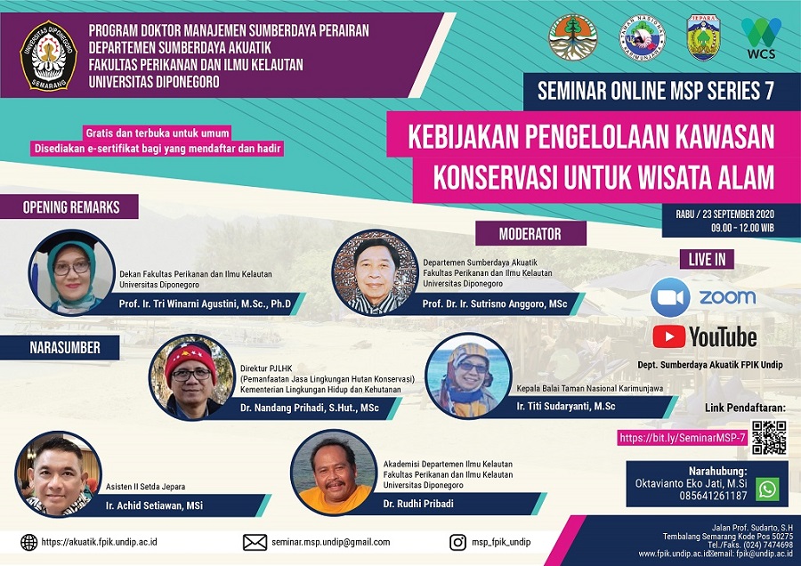 Seminar Online MSP Series 7 : Kebijakan Pengelolaan Kawasan Konservasi untuk Wisata Alam