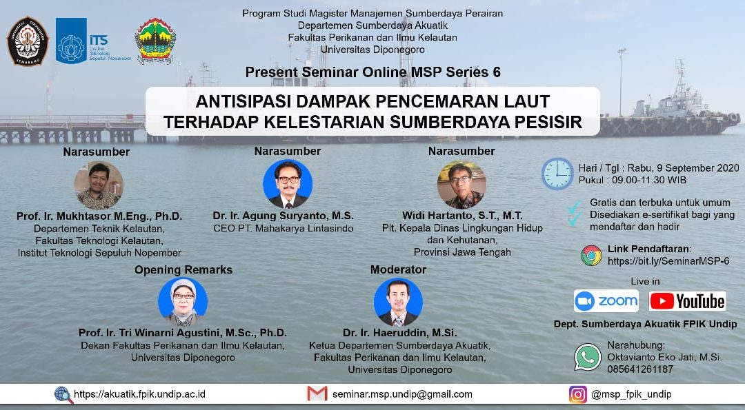 Seminar Online MSP Series 6  : Antisipasi Dampak Pencemaran Laut terhadap Kelestarian Sumberdaya Pesisir