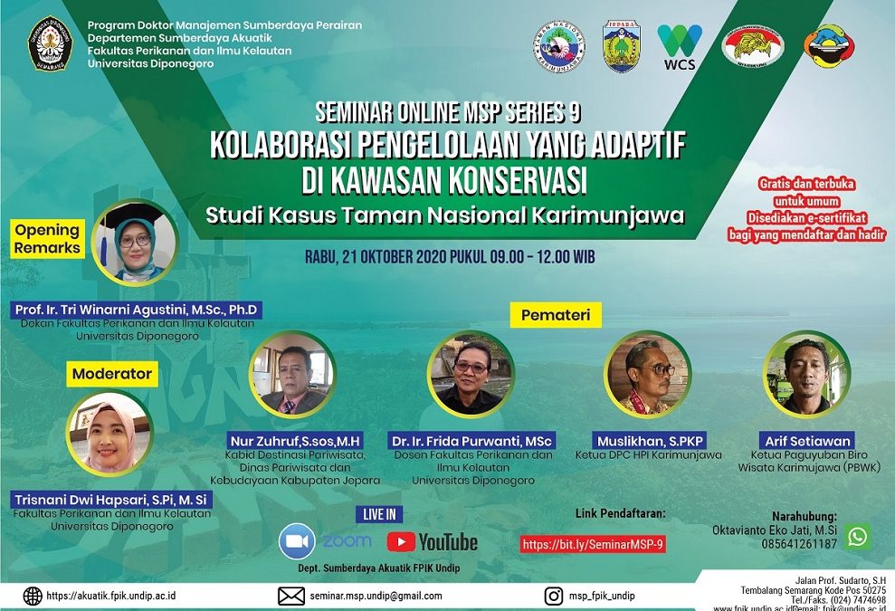 Seminar Online MSP Series 9 : Kolaborasi Pengelolaan yang Adaptif di Kawasan Konservasi – Studi Kasus Taman Nasional Karimunjawa