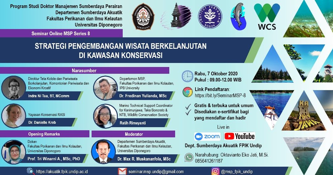 Seminar Online MSP Series 8 : Strategi Pengembangan Wisata Berkelanjutan Di Kawasan Konservasi