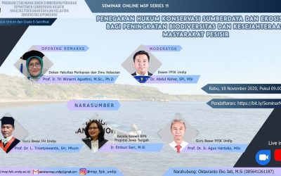 Kuliah Umum Online MSP Series 11: Penegakan Hukum Konservasi Sumberdaya dan Ekosistem Bagi Peningkatan Biodiversitas dan Kesejahteraan Masyarakat Pesisir