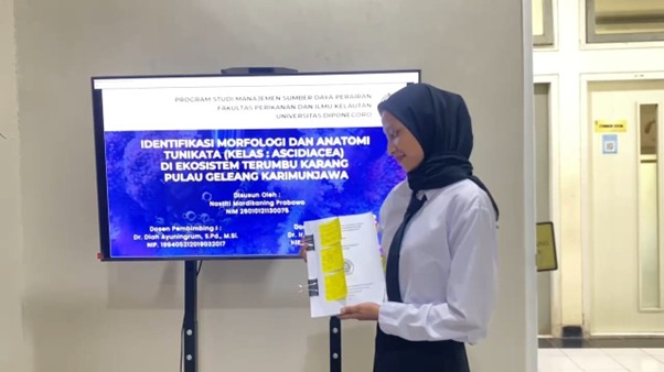 Mahasiswa Prodi MSP FPIK Undip Uji Skripsi tentang Identifikasi Tunicata di Terumbu Karang Karimunjawa